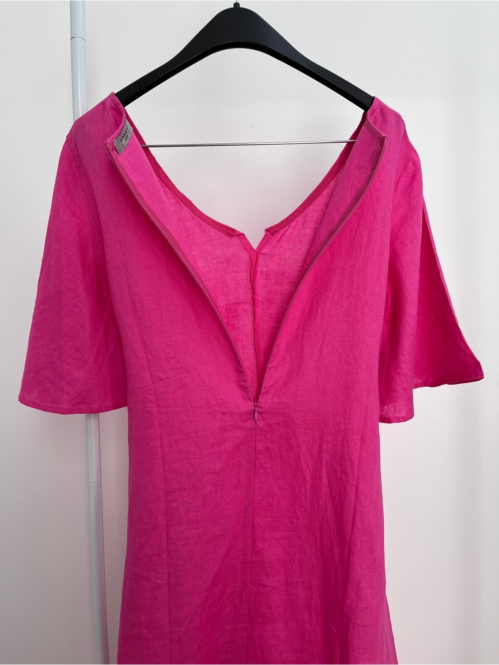 Bailey 100% linen flutter sleeve maxi dress with self belt XS pockets tie waist - Picture 9 of 10